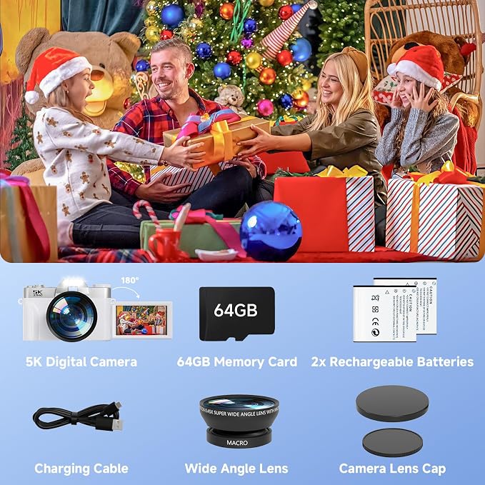 Digital Camera, UHD 75MP 5K for Photography