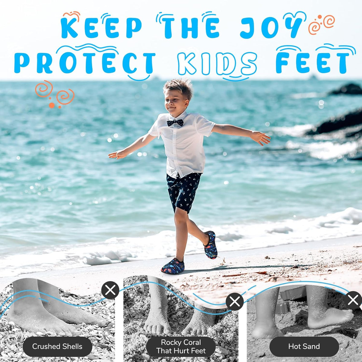 Skiennix Kids Swim Water Shoes - Non-Slip Quick Dry Aqua Socks for Beach & Outdoor Fun