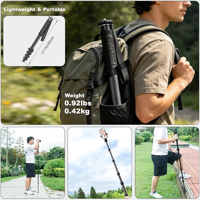 Koolehaoda 65" Camera Monopod Stand, Carbon Fiber Photography Monopod Portable