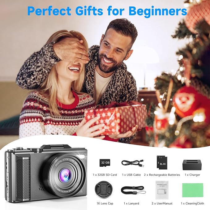 5K Vlogging Digital Camera for Beginners, 80MP Travel Camera for Photography