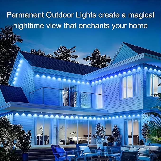 200Ft Permanent Outdoor Lights for House Waterproof, IP67 LED Eave Lights with App/Remote Control, Outdoor Permanent led Lighting for House Roof Decor,Christmas,Party,All Holiday and Daily