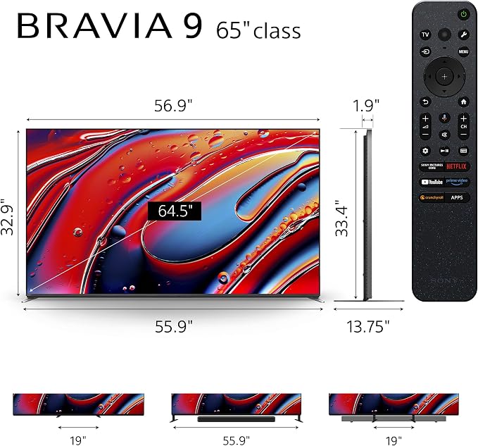 Sony K65XR90 65 Inch XR90 Series Bravia Mini LED HDR QLED 4K Google TV with 3 Year Amber Protection Plan (2024)