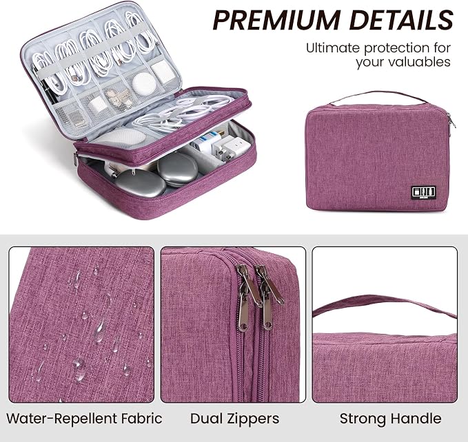 Large Electronic Organizer Travel Case, Double Layer Tech Accessories Bag