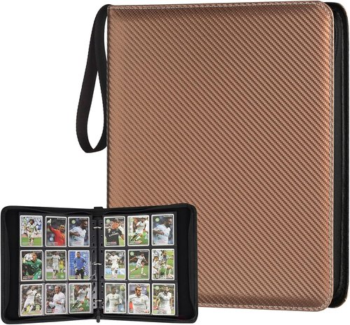 GERMUN 9 Pocket Card Binder - Premium Zip Trading Card Album for MTG, TCG & Sports Cards | Brown, 720 Double-Sided Pockets