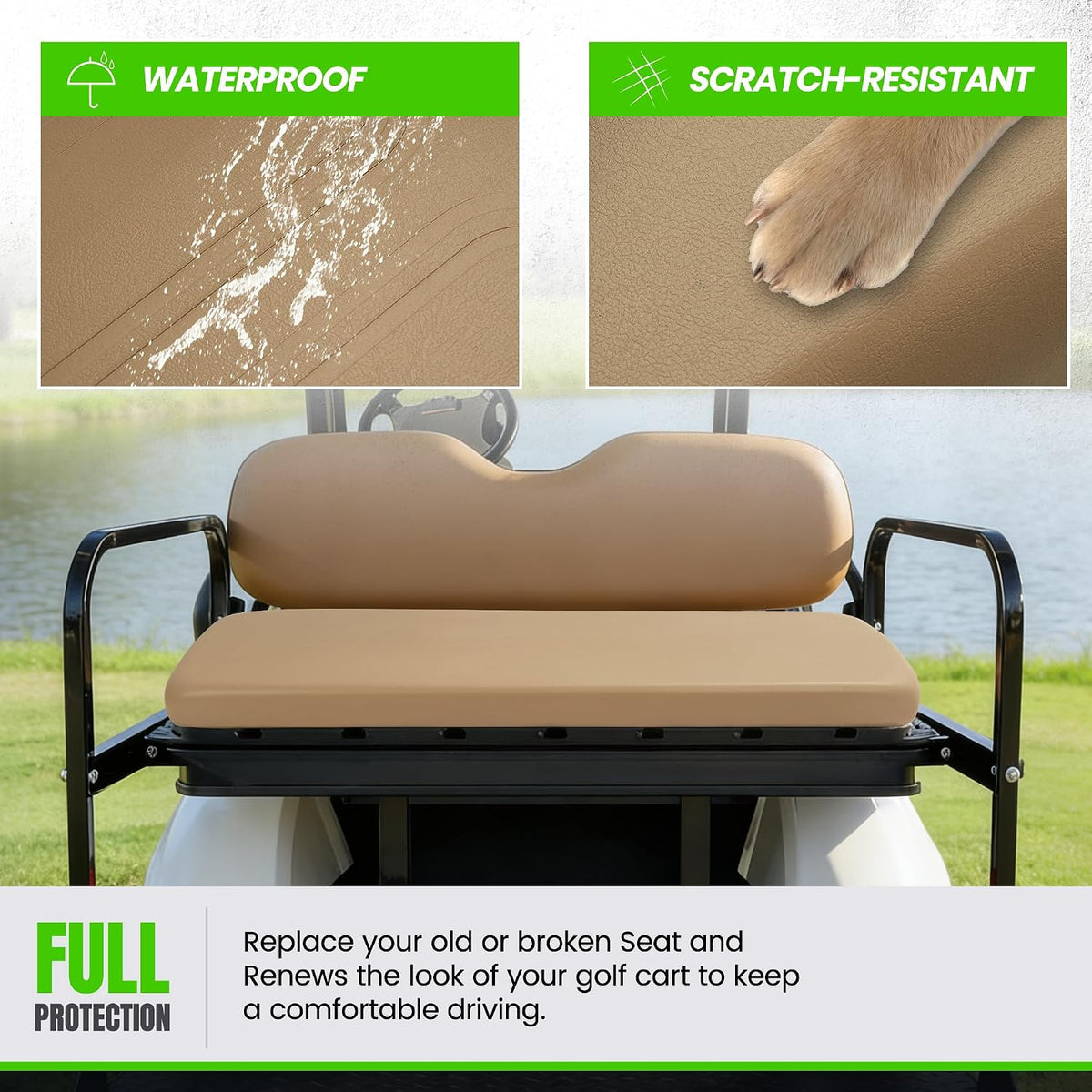 ECOTRIC Golf Cart Seat Compatible with Club Car DS Models Seat Cushion