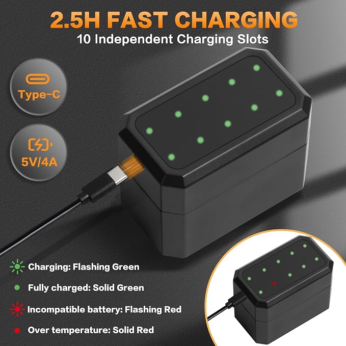 10-Pack Rechargeable AA Batteries Lithium