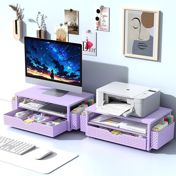 Spacrea Desk Organizer and Accessories, Computer Monitor Stand Riser