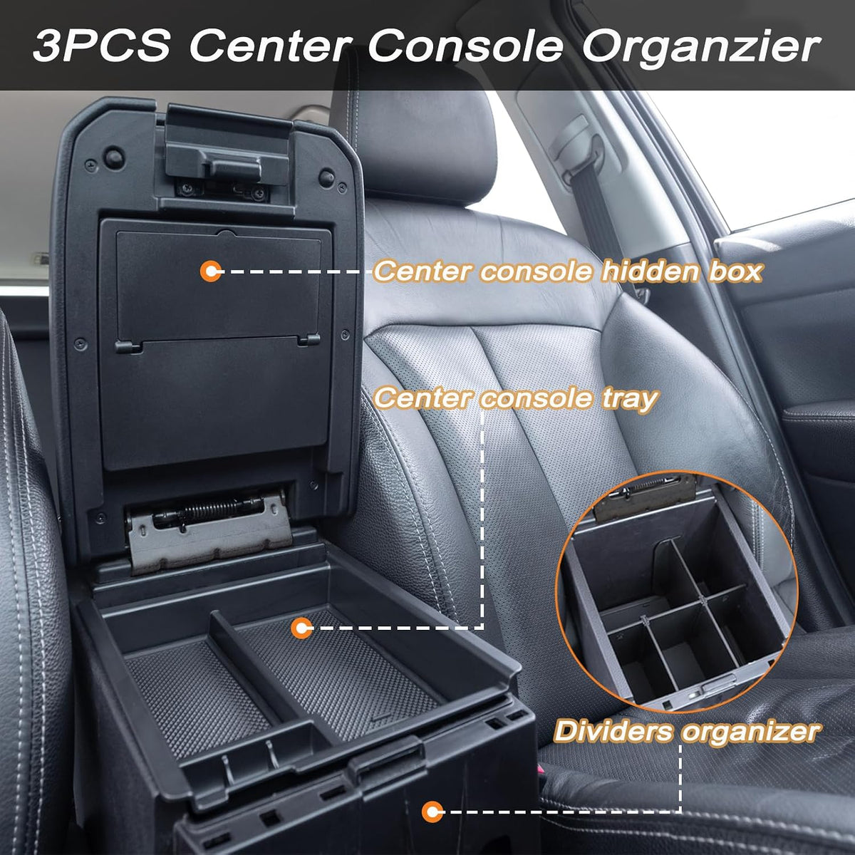 JKCOVER 3PCS Center Console Organzier For Toyota Tacoma 2016-2023