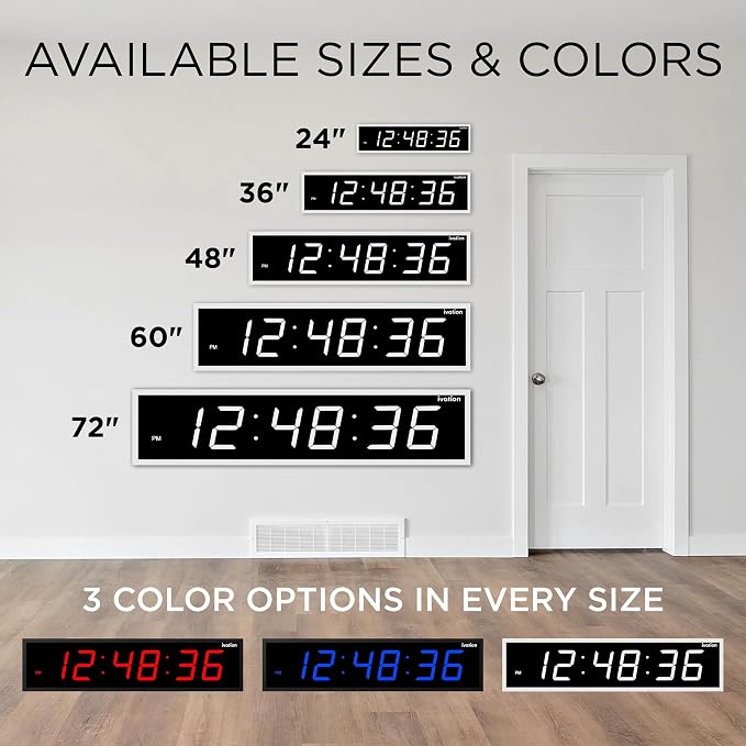 Ivation Huge Oversized 60" Large Digital LED Clock | Big Digital Clock
