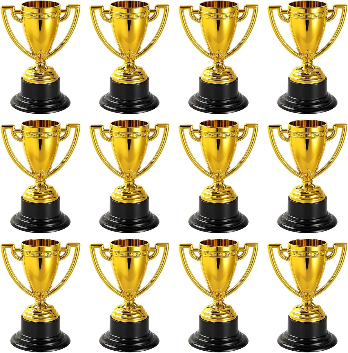 Skiennix Mini Trophies - Bulk Plastic Gold Trophy Cups for Kids' Sports Tournaments | 3.4 Inches
