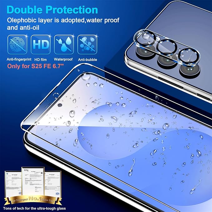 firtstnow 3 Pack for Samsung Galaxy S25 FE Screen Protector Tempered Glass + 3