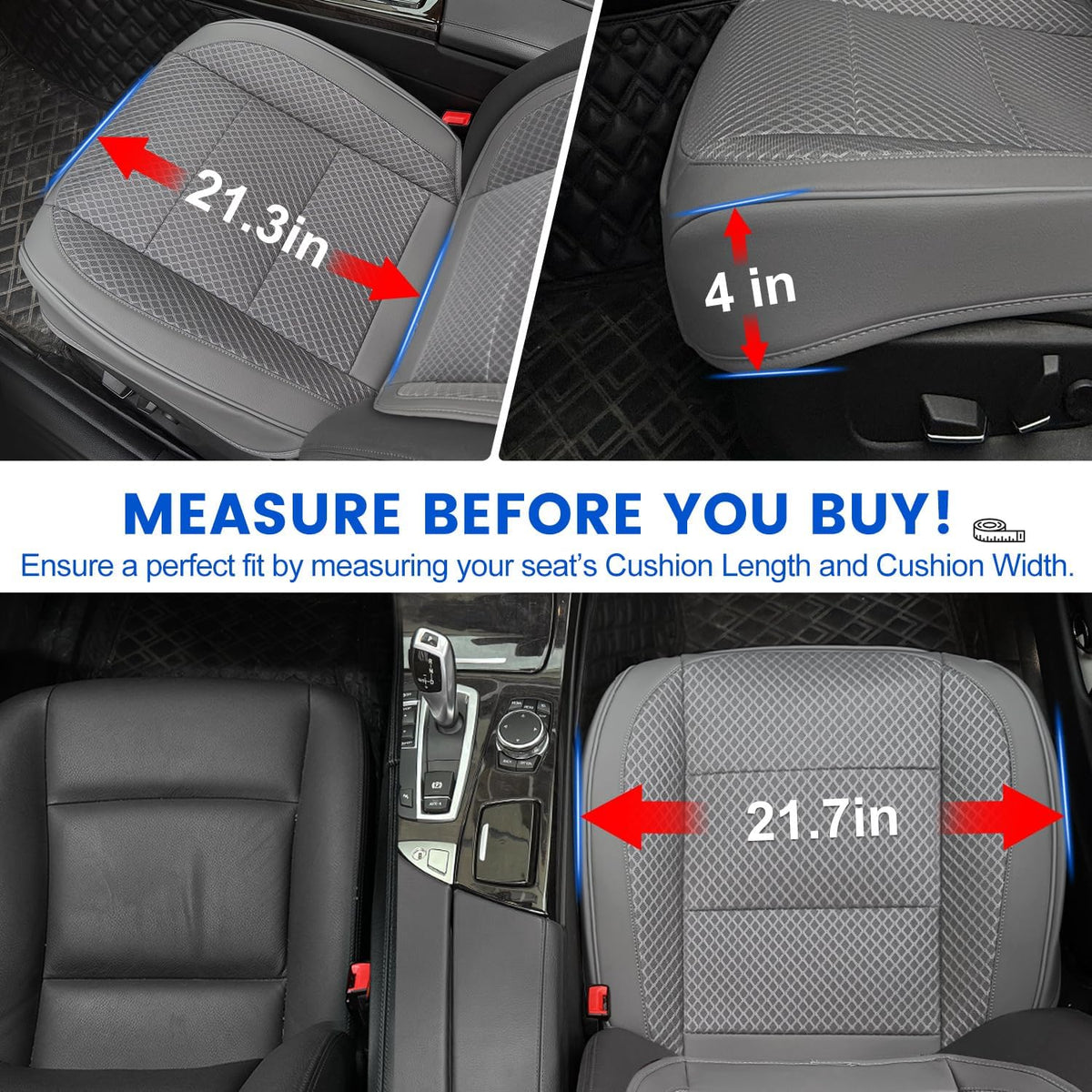 1 Pack Gray Ventilated Cooling Car Seat Covers for Summer