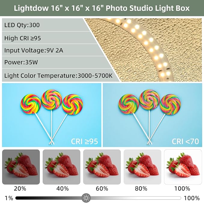 Lightdow 20"x20"x20" Photo Studio Light Box Photography