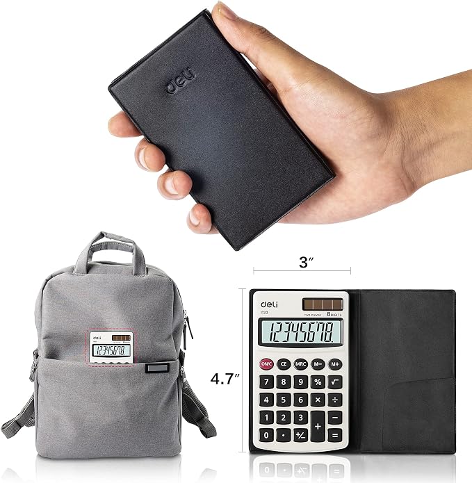 Calculator, Deli Standard Function Basic Calculators, Solar Battery Dual Power