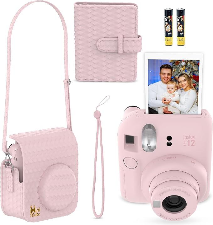 Fujifilm Instax Mini 12 Instant Camera Blossom Pink + Minimate Custom Designed
