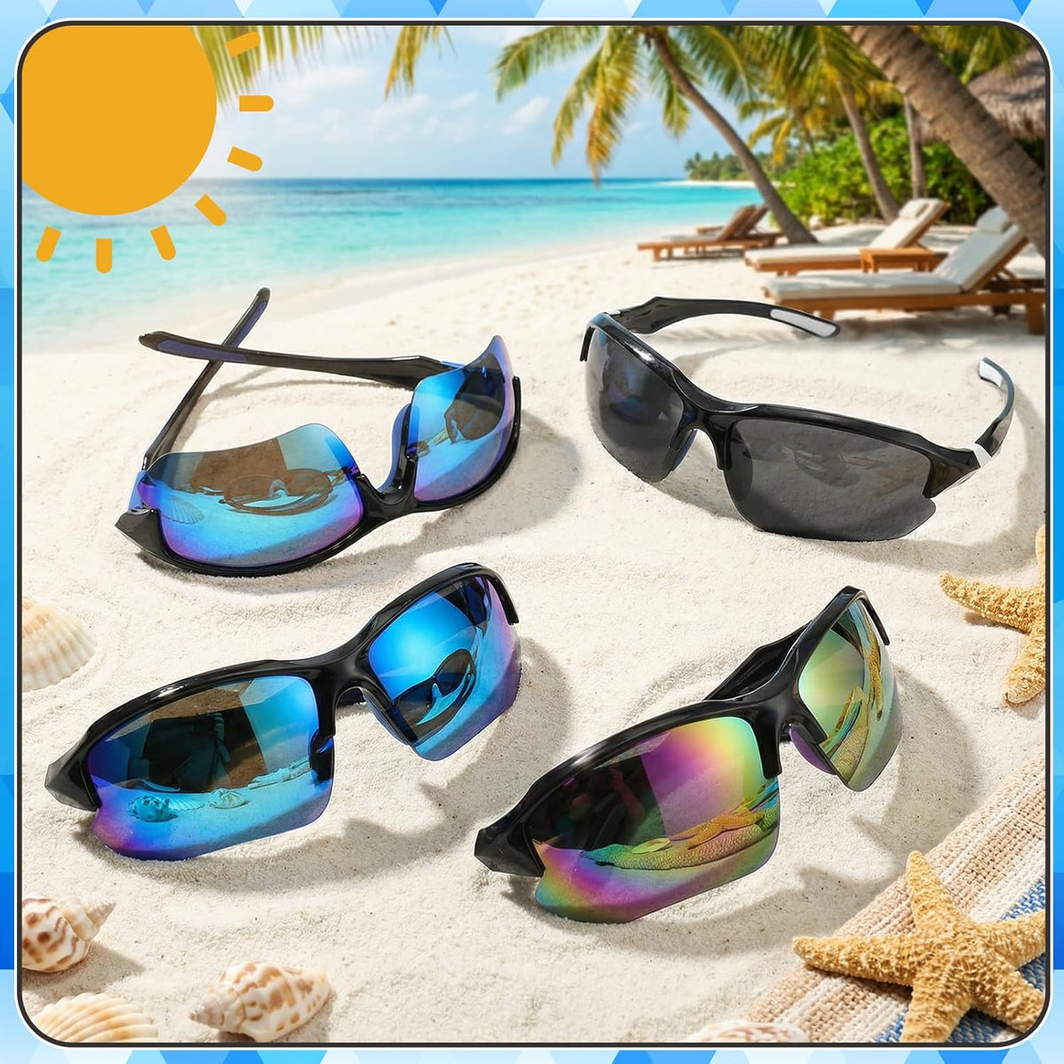 Skiennix Polarized Sports Sunglasses - UV Protection & Lightweight Wraparound Design | 4 Pack for Men & Women