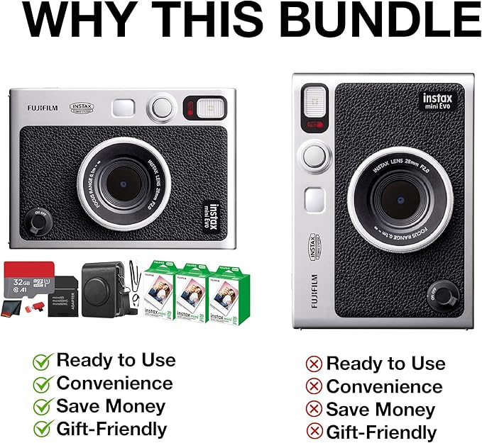 Fujifilm Instax Mini EVO Hybrid Instant Camera Bundle