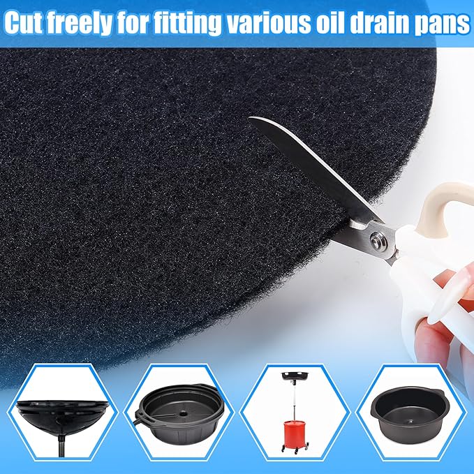 Bigmeta Round Splash Pad for Oil Drain Pan, Fit 1.5-20 Gal Drip Catcher Pan, Heat-Resistant, No Splatter Change Mat for Car Transmission Oil Changing Drain Tray (2 Pcs)