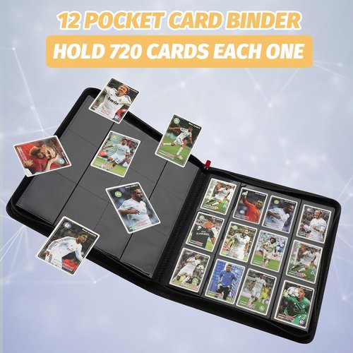 GERMUN Trading Card Binder - 12 Pocket Premium Card Holder for 720 Cards | Double-Sided Album (Red)