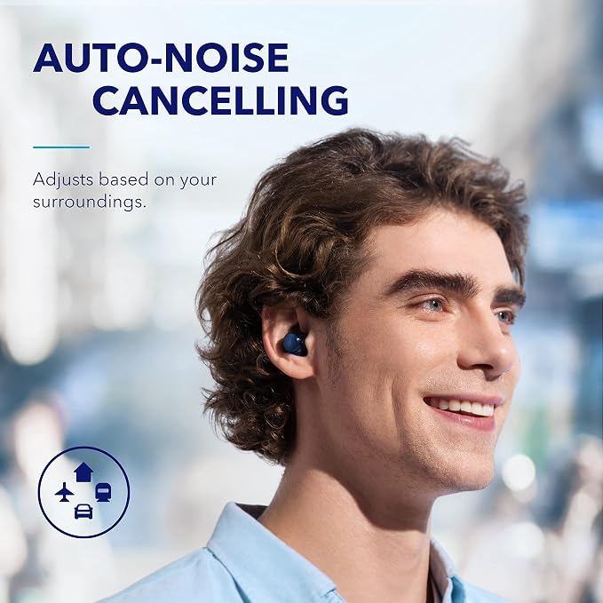 Soundcore by Anker Space A40 Adaptive Active Noise Cancelling Earbuds | Reduce Noise by Up to 98%, Ultra Long 50H Playtime, 10H Single Playtime, Hi-Res Sound, Comfortable Fit, Wireless Charge