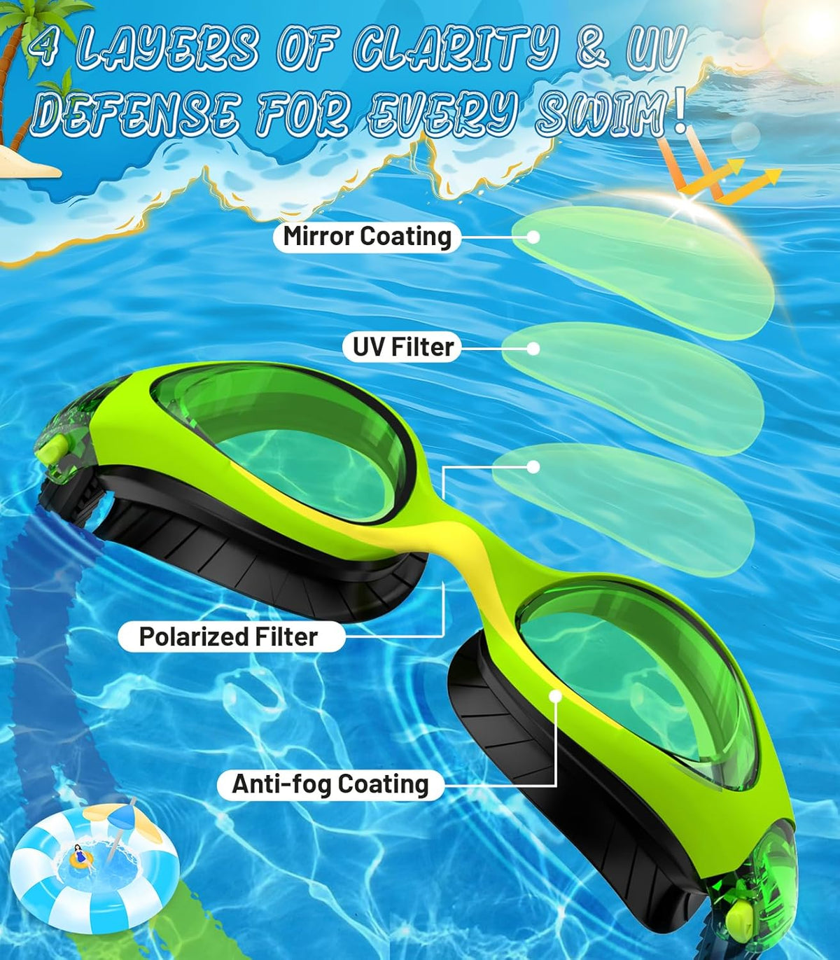 Skiennix Swim Goggles - Anti-Fog UV Protection | Leakproof Design for Kids Aged 6-14