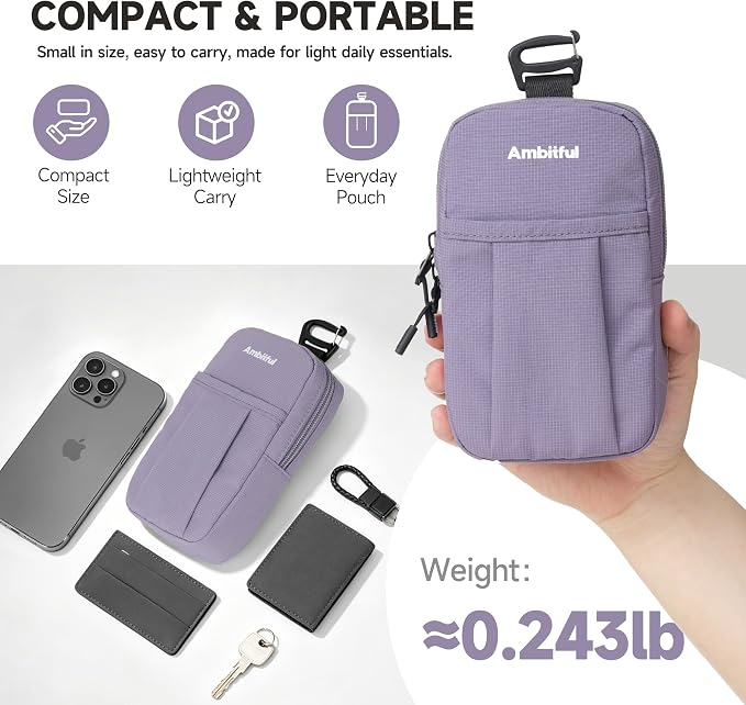 AMBITFUL Compact Sports Camera Bag, Shoulder Strap Storage Case, 3.94 x 1.57 x