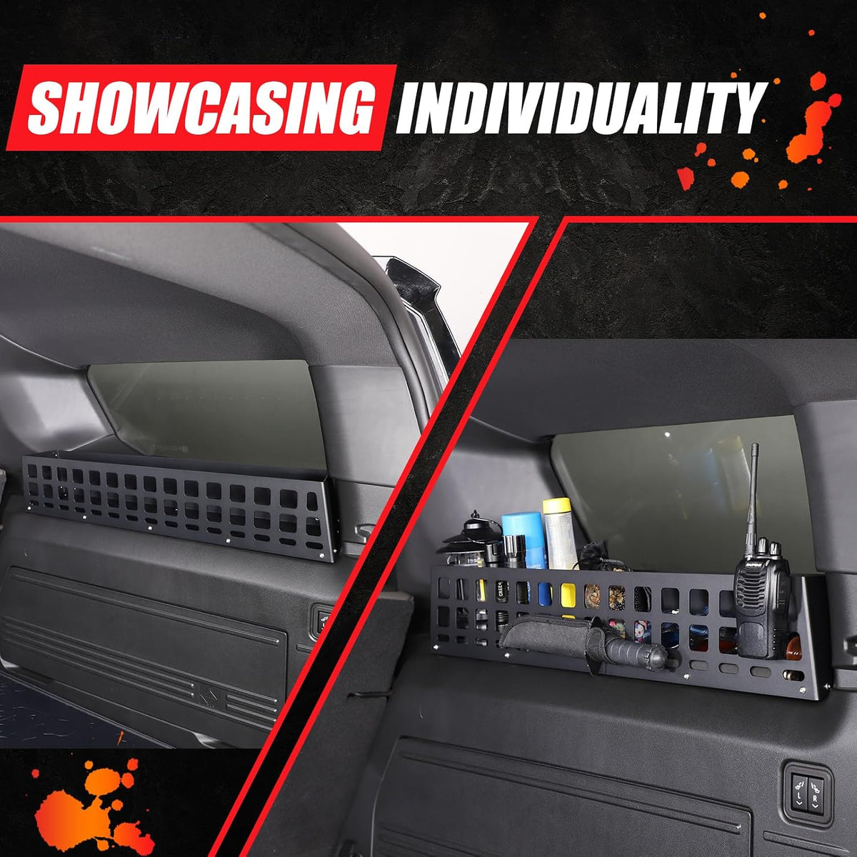 Aluminum Rear Trunk Organizer Compatible with 2024 2025 2026 Hummer EV Accessories Trunk Storage Cargo Management System Rack Modular Storage Box Basket (Right Side-Black)