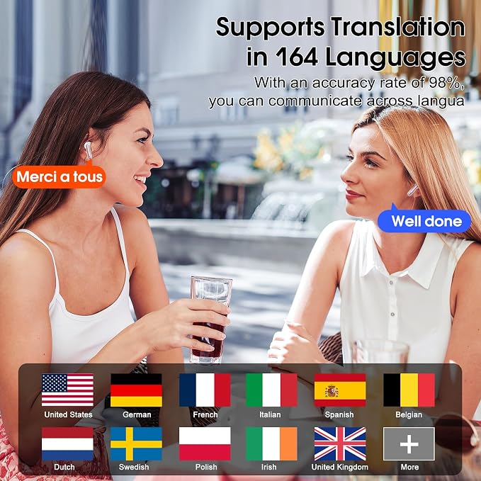 Csasan Ai Translation Earbuds Real Time, 3-in-1 Buletooth 5.3 Translator Earbuds