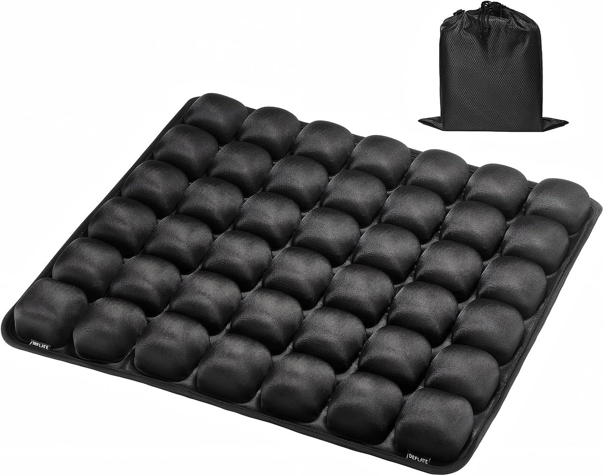 Inflatable Seat Cushion with Press-to-Inflate Design, Airplane Seat Cushion for Long Flights, Travel Cushion for Sciatica Pain Relief, Portable Cushion for Car, Office &amp; Airplane
