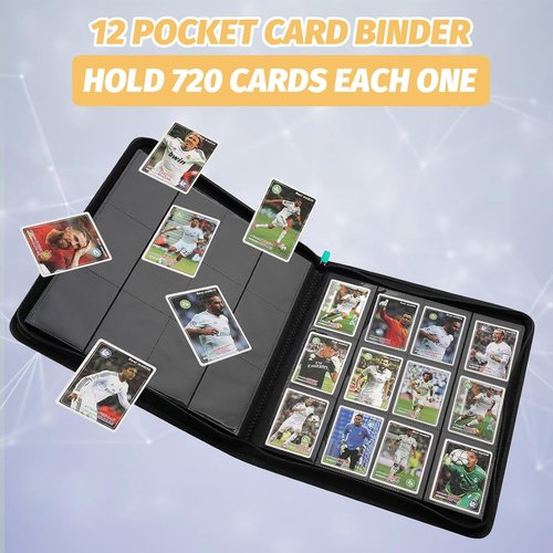 GERMUN Trading Card Binder - 12 Pocket Premium Card Holder for 720 Cards | Double-Sided Album in Lake Blue