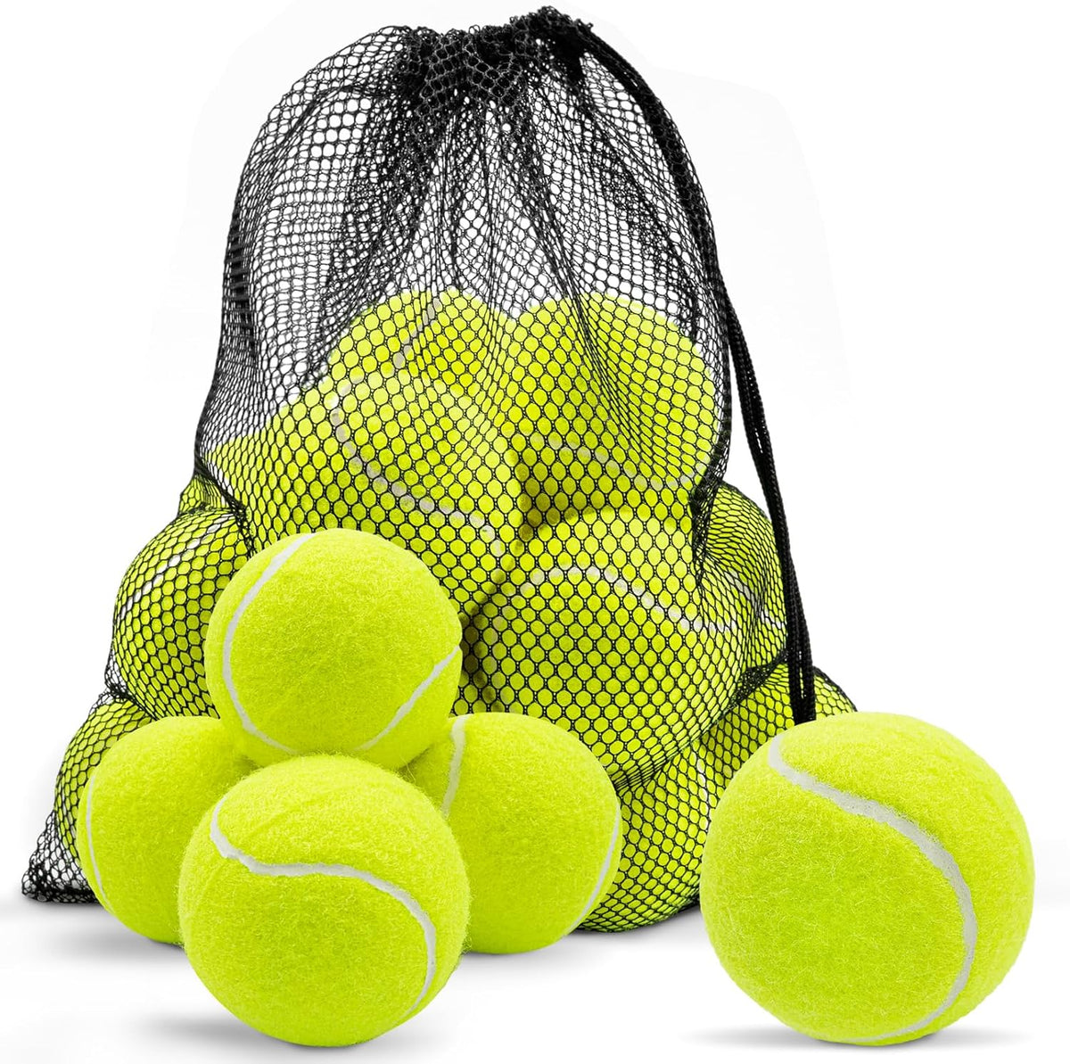 Skiennix Tennis Balls - High Elasticity Training Balls with Mesh Bag for Beginners & Pets | 16 Pack, 2.56 in Yellow