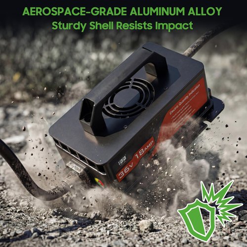10L0L 36V Golf Cart Battery Charger for EZGO TXT, 18Amp Smart Charger with D Style Plug for Lead Acid Batteries, IP67 Waterproof, Auto Shut-Off