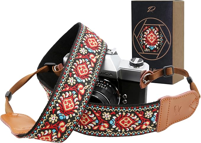 Padwa Lifestyle Red Vintage Embroidered Camera Strap
