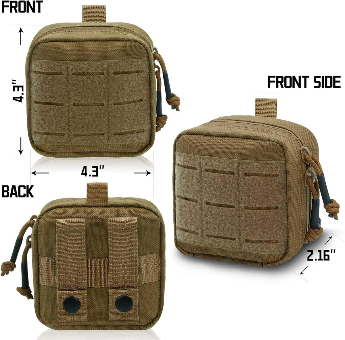 Upgrade Tactical Molle Admin Pouch - Laser Cut Design with Flag | 4x4 Inches, Interior Divider & Vinyl Pocket