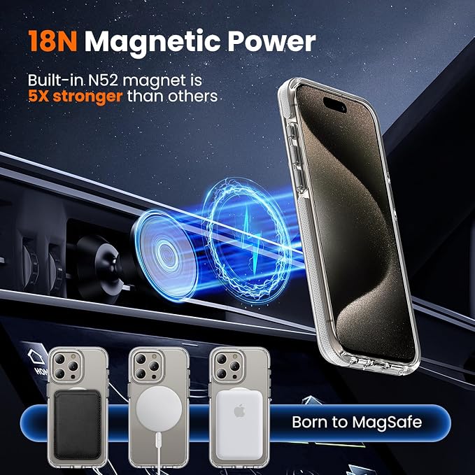 toushion 3 in 1 for iPhone 15 Pro Case Clear