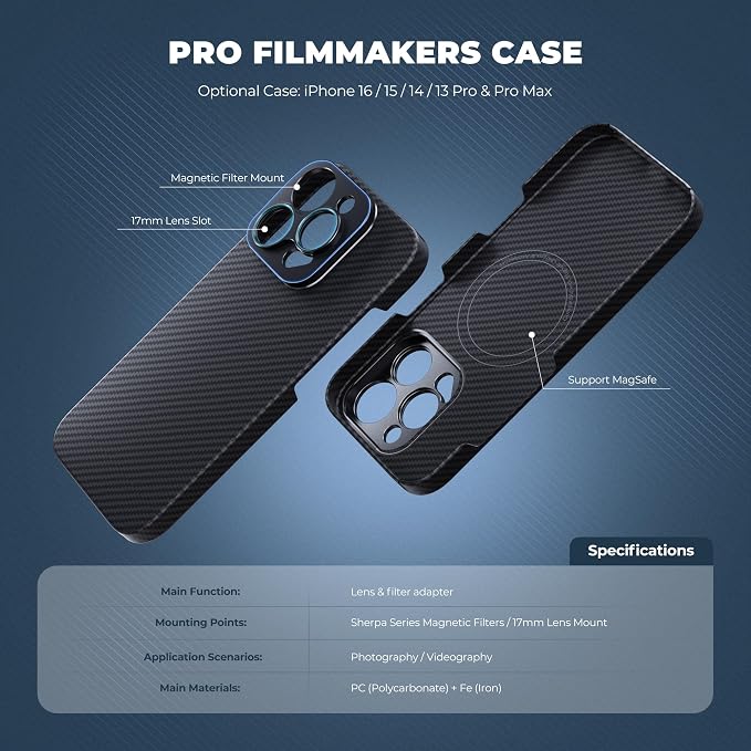 FREEWELL Pro Filmmaker Case for iPhone 16 Pro Max - 17mm Lens & Magnetic Filter