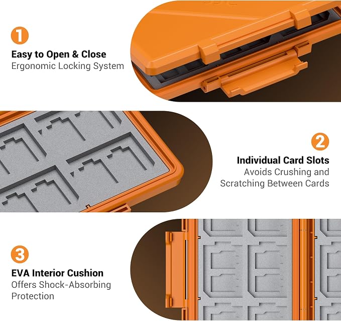 Grey 36 Slots Memory Card Case Water-Resistant Anti-Shock Memory Card Wallet
