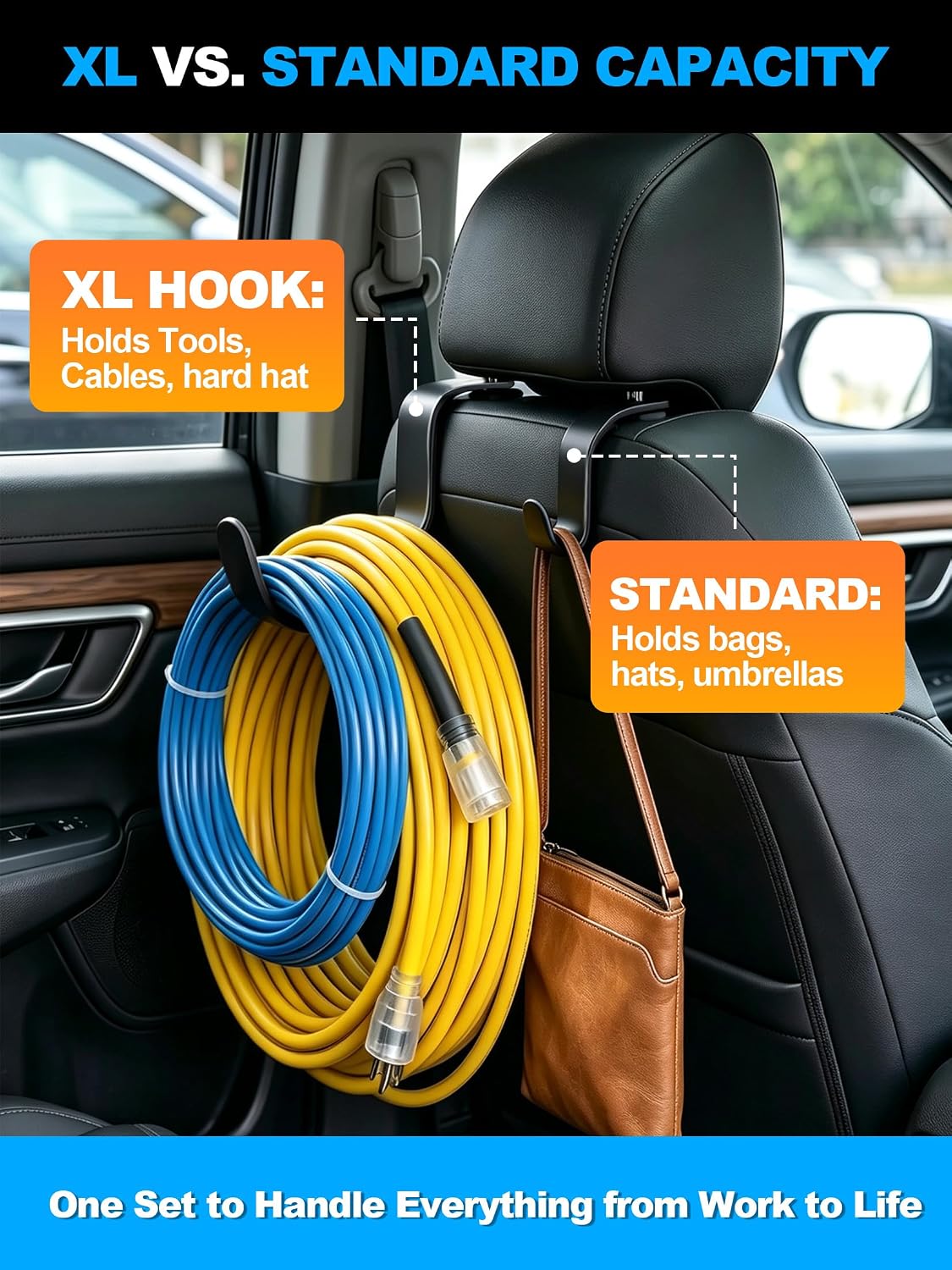 DO DOWIN 4 Pack XL Hard Hat Holder Hooks for Truck (2XL + 2Standard)