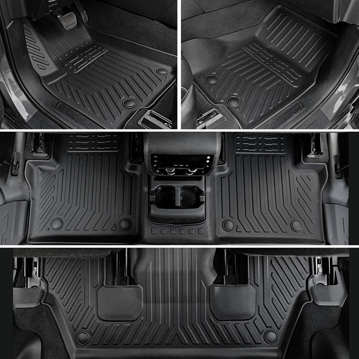 Floor Mats Cargo Mat for 2021-2025 2026 Jeep Grand Cherokee L w/Captain Chair (Only for 6-Seater w/o 2nd Row Armrest), All Weather TPE Trunk Cargo Liner Car Accessories (L | Floor Mats Set)