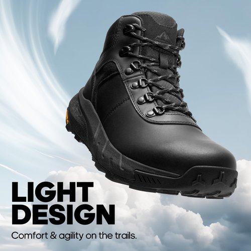 NORTIV 8 Men's Waterproof Hiking Boots Lightweight Outdoor Mid Trekking Leather Shoes DriftShield,Size 10,Black,NMUMHB2505
