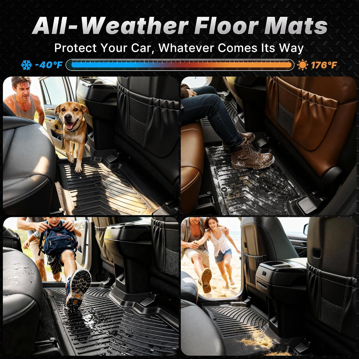 OEDRO Floor Mats Fit for 2022-2026 Hyundai Tucson (Not for Hybrid), Unique Black TPE All-Weather Tucson Floor Liners, Front and Second Row, Full Set Liners
