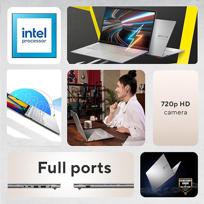 ASUS Vivobook Go 15 15.6” FHD 60Hz Laptop with Intel Processor N150, Intel UHD Graphics, 8GB RAM, 128GB SSD, Cool Silver