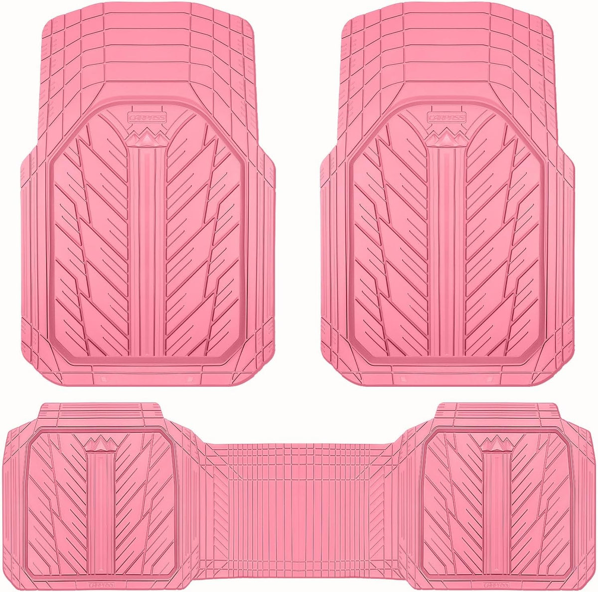 CAR PASS Heavy Rubber Car Floor Mats, Deep Waterproof Car Mats All Weather, Universal Trim-to Fit Automotive Floor Mats for Car SUV Truck Van, Durable Cute Floor Liners for Women Girly (All Pink)