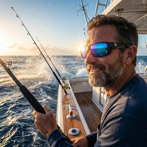 CATCHRO Polarized Fishing Sunglasses - UV Protection with Blue Mirror Lenses | Stylish & Durable
