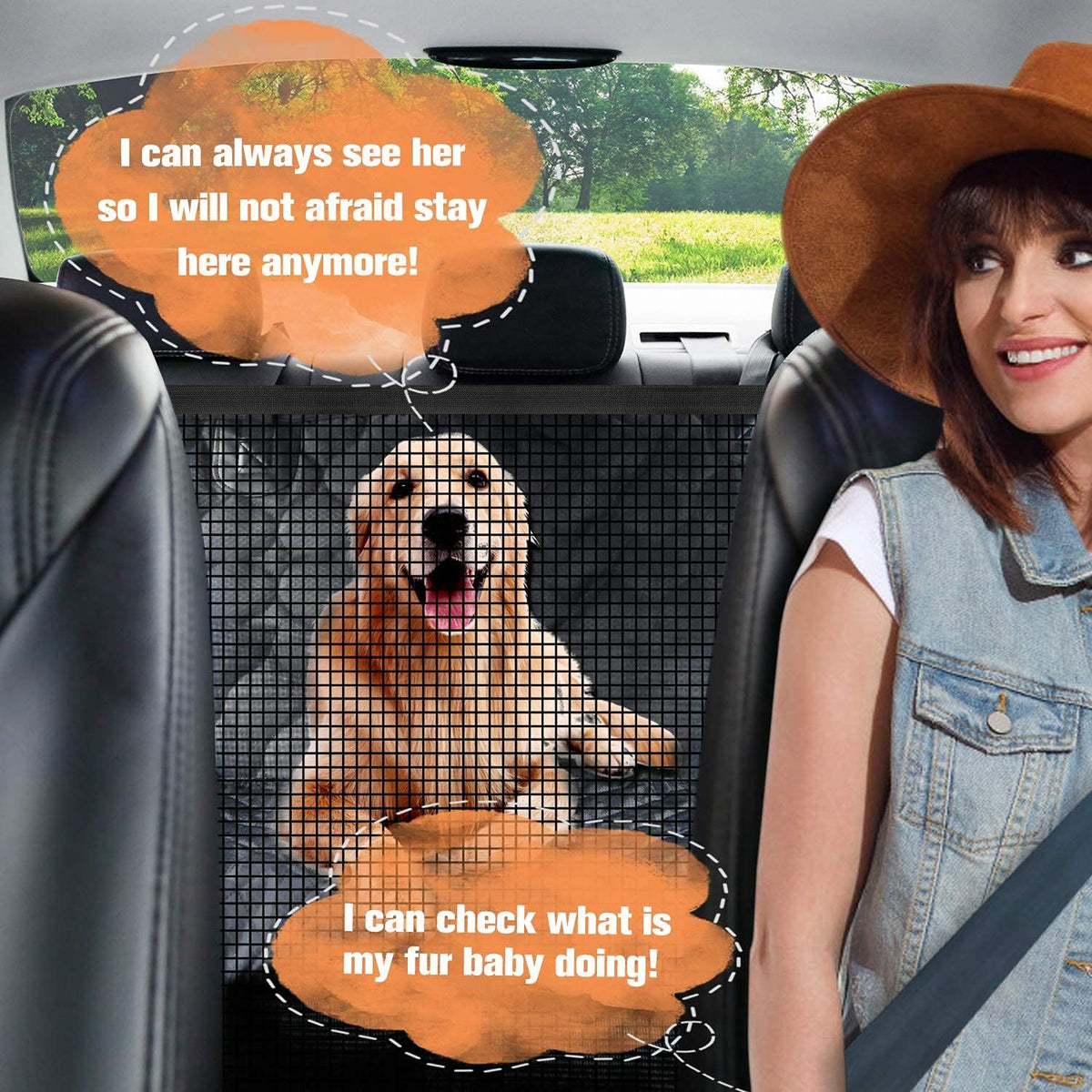 PETICON Dog Car Seat Cover with Mesh Window, 100% Waterproof Pet Seat Cover for Back Seat, Scratchproof Dog Hammock for Cars, Trucks, SUVs, Jeeps, Black