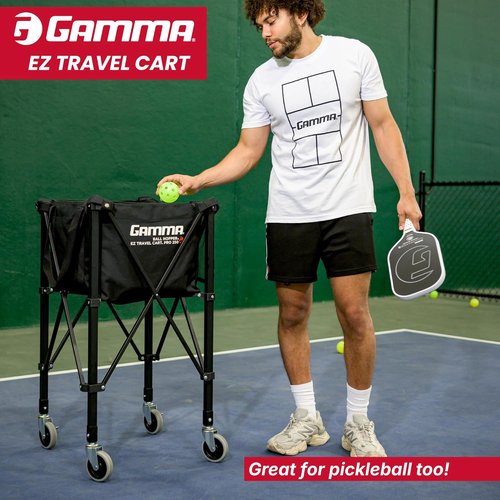 GAMMA Sports EZ Travel Cart - Portable Tennis & Pickleball Hopper with Premium Carrying Case | 150/250 Capacity