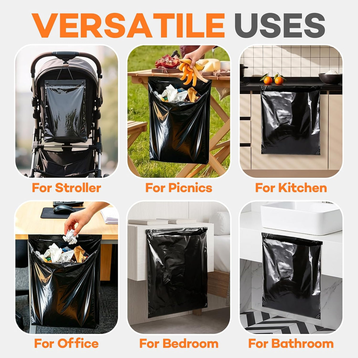 80 Count Hanging Car Trash Bags, Disposable Leak-proof Garbage Can for Car