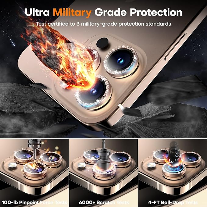 for iPhone 16 Pro/iPhone 16 Pro Max Camera Lens Protector, Tempered Glass