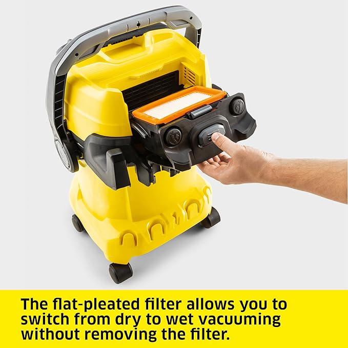 Kärcher Shop Vacuum WD 5 P, 6.6 Gal, 6.0 Peak HP, 33 ft Reach, Wet Dry Vacuum Cleaner, Heavy Duty, Blower Function, Crevice Tool, Floor Nozzle, Great for DIY Projects and Workshops