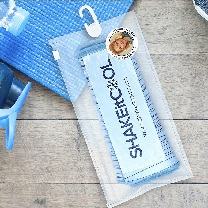 SHAKEitCOOL Original Cooling Towel – Be Cool in Style - Heat Relief, Soft, Lightweight, Sun Protection, Easy Clean - Perfect for Biking, Running, Yoga, Gym, Gardening - Green Scale